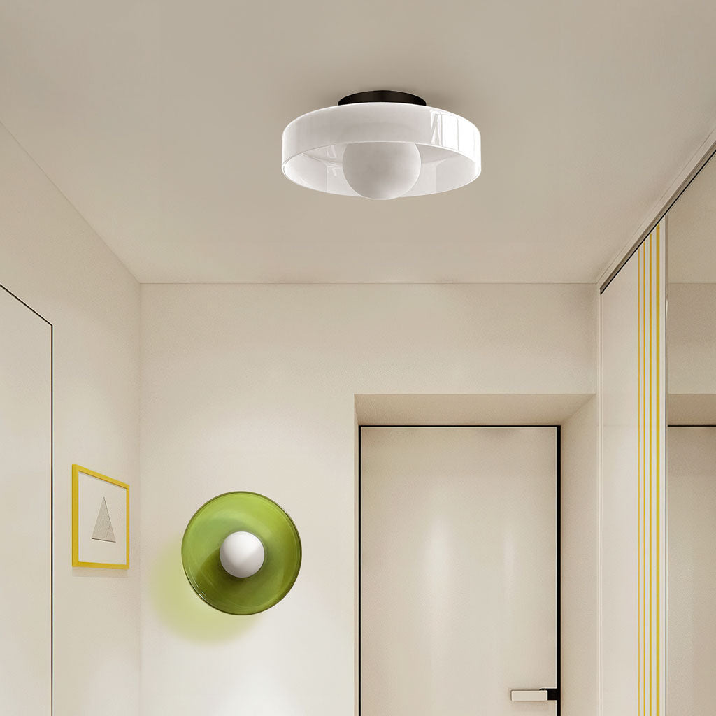 Loftlampe og væglampe i glas