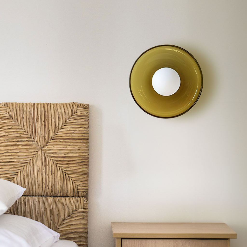 Loftlampe og væglampe i glas