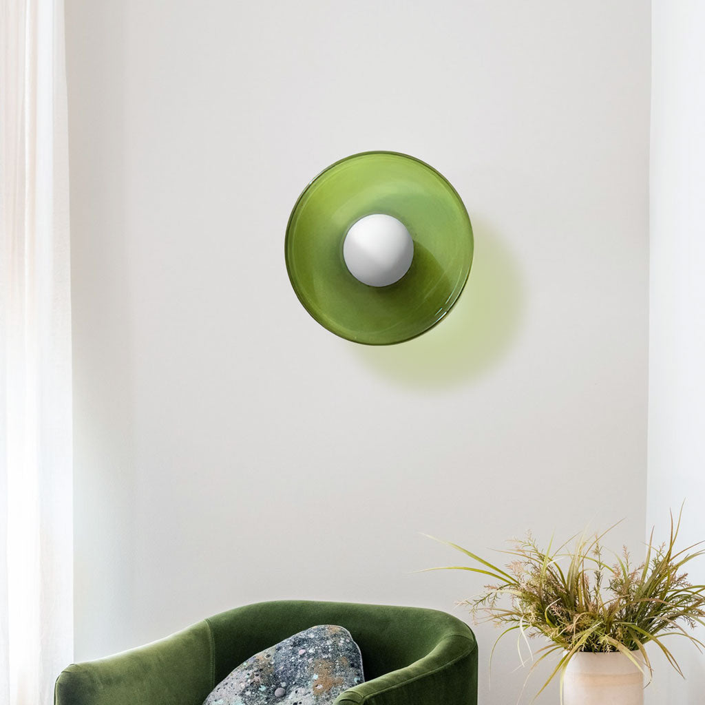 Loftlampe og væglampe i glas