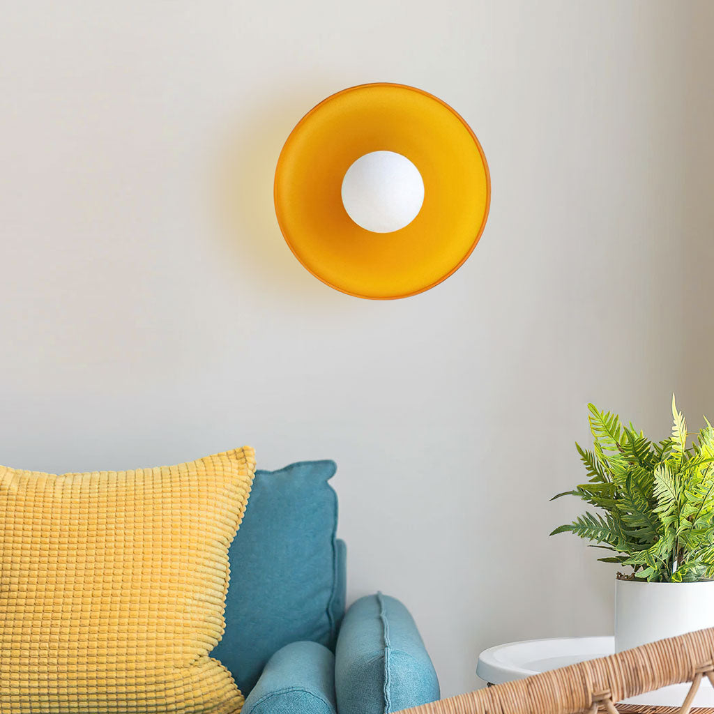 Loftlampe og væglampe i glas