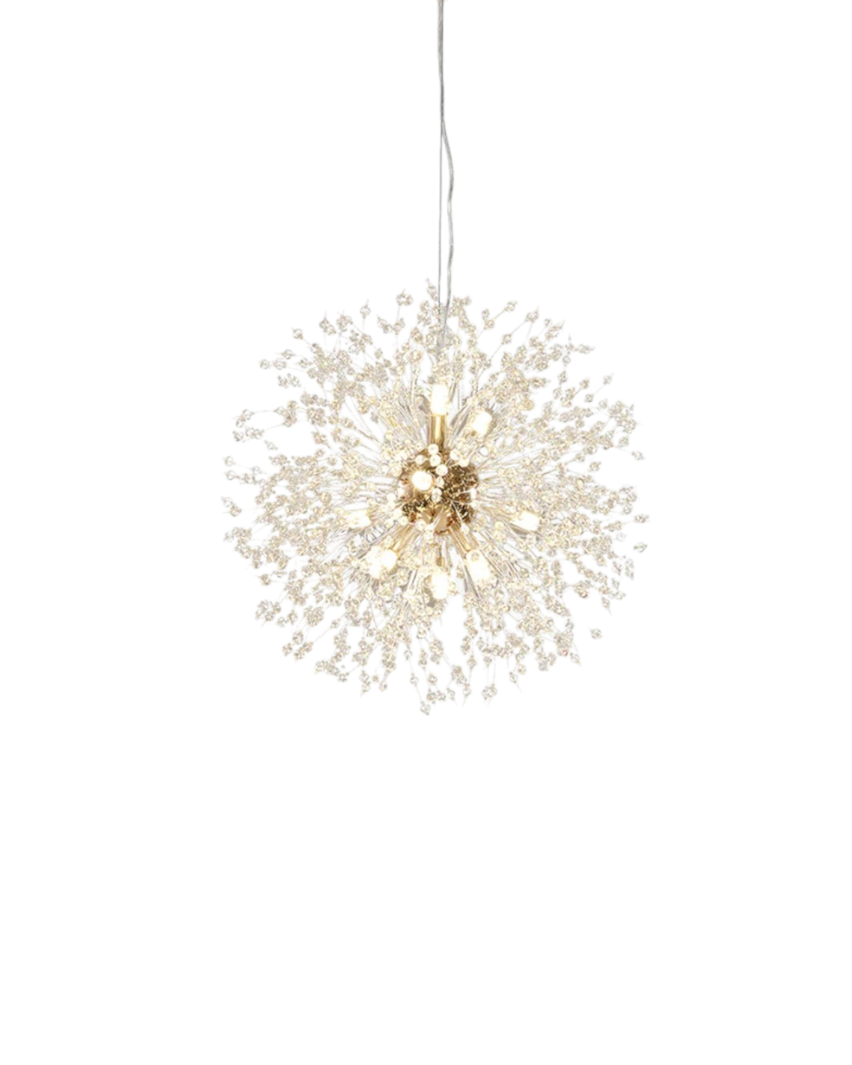 Stjernelysekrone med krystaller, guld, 40-60 cm