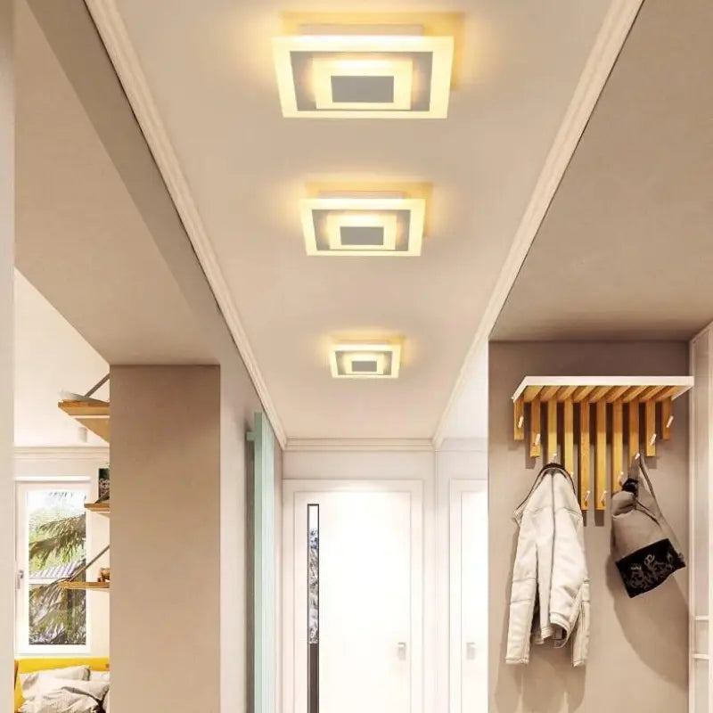Moderne kvadratisk loftlampe, LED, akryl, sort eller hvid, 20 cm, dæmpbar