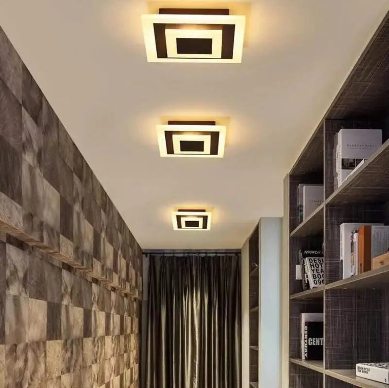 Moderne kvadratisk loftlampe, LED, akryl, sort eller hvid, 20 cm, dæmpbar