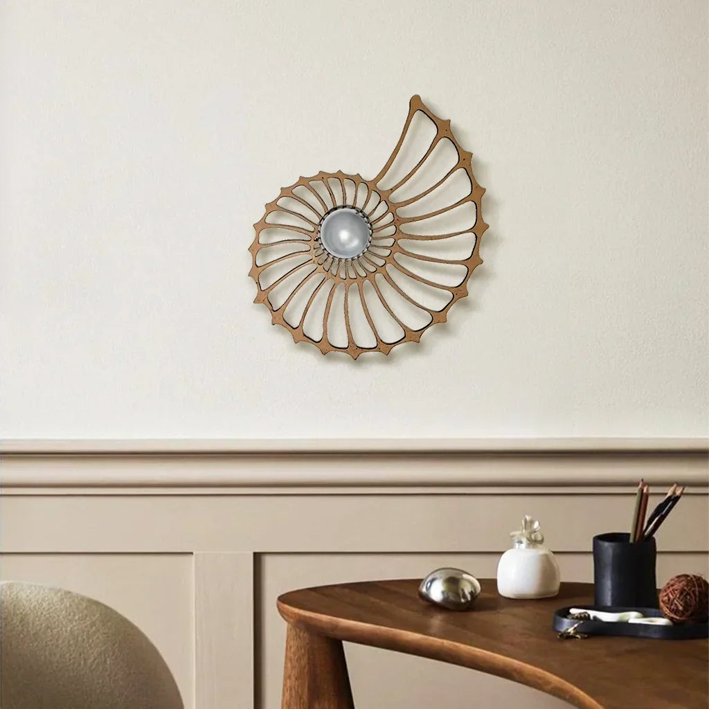 Rund væglampe 50 cm, guld, håndlavet keramik, LED, trykknap, 150 cm ledning