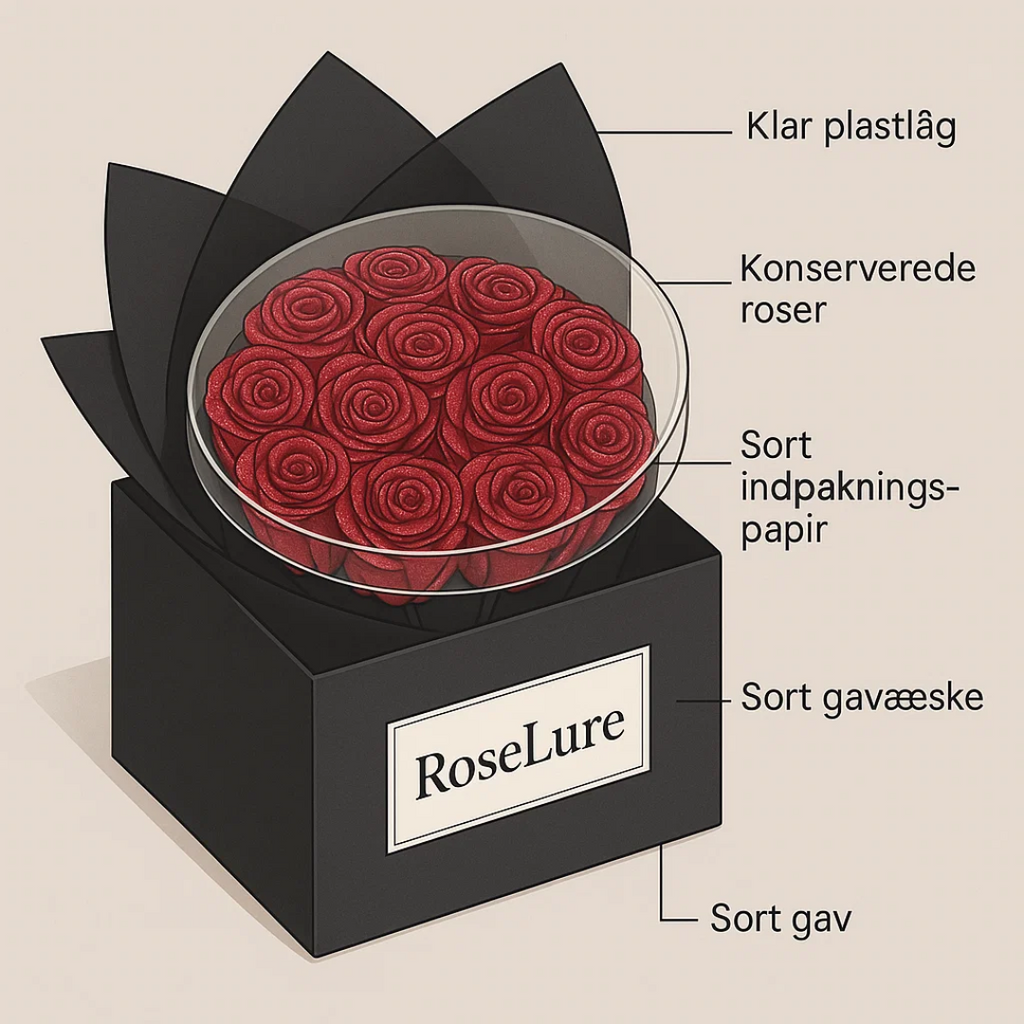 Konserverede roser i gaveæske, holder i årevis